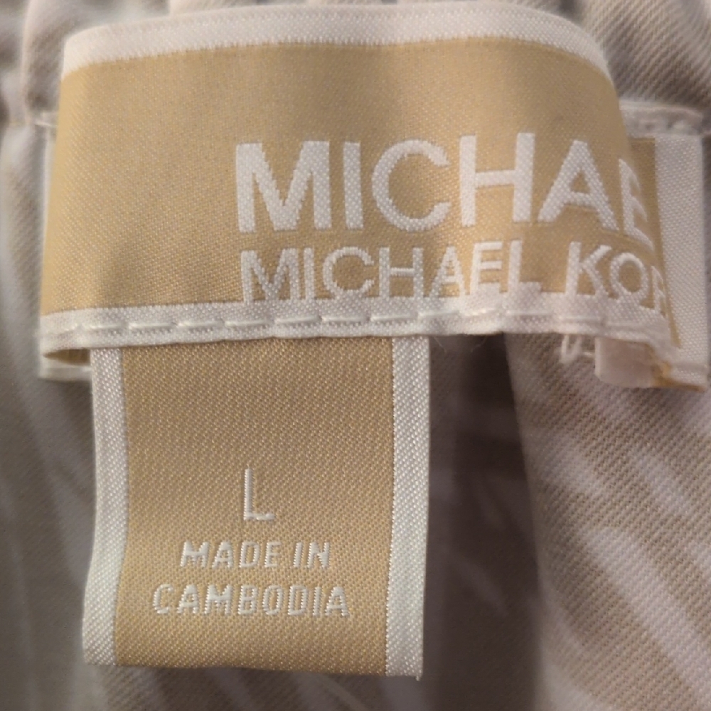 Michael Kors Beige and White Off-Shoulder Ruffle Blouse (New) - Picture 2 of 7